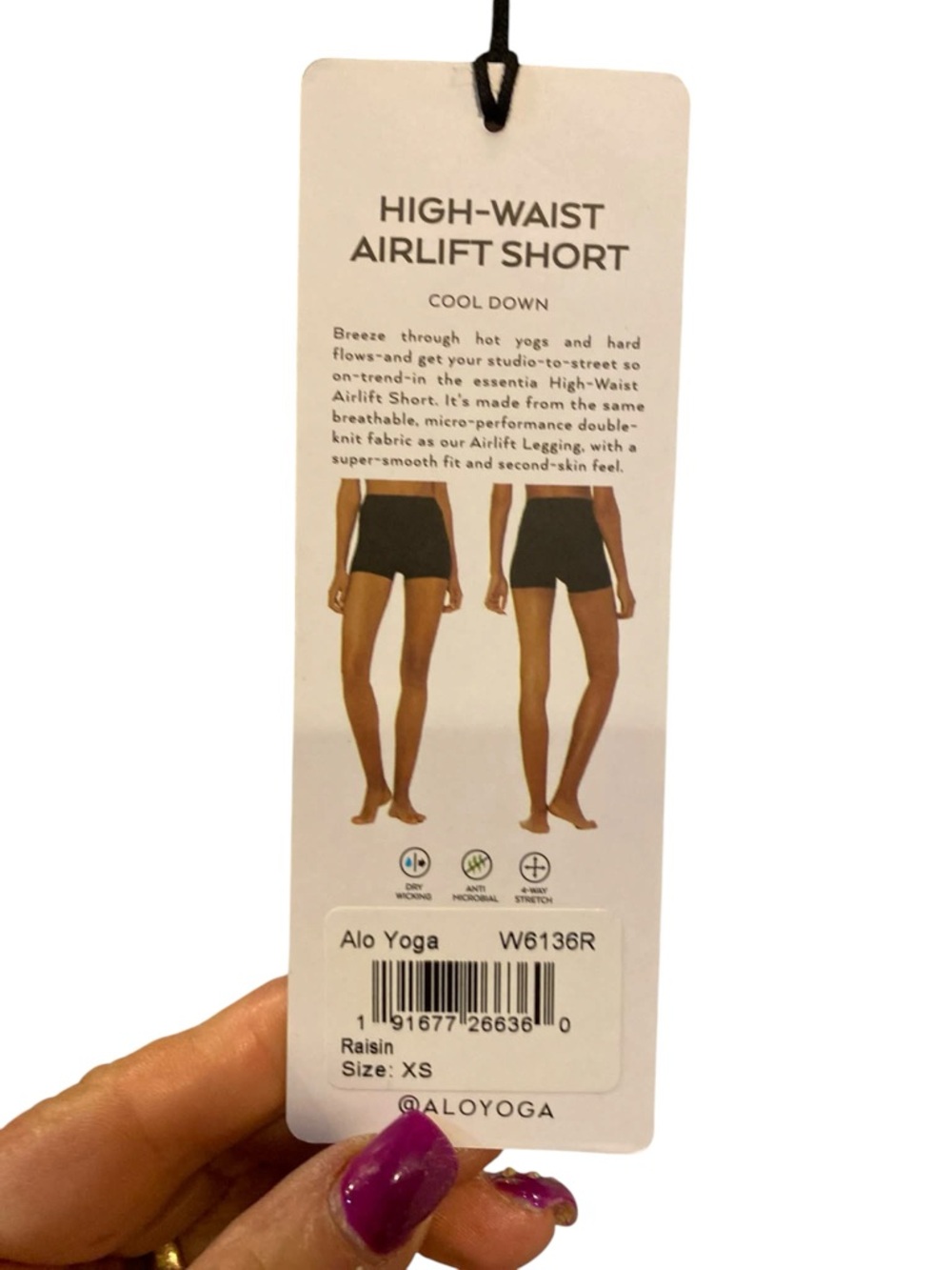NWT Alo Yoga airlift shorts RAISIN Size XS - Picture 5 of 5